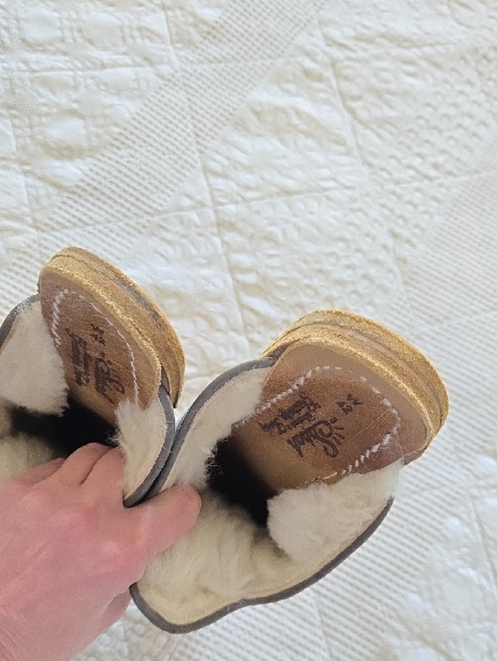 Sabah Gray Suede Shearling-Lined Slip-On Mules Minimalist Normcore Size 42 - Picture 8 of 9
